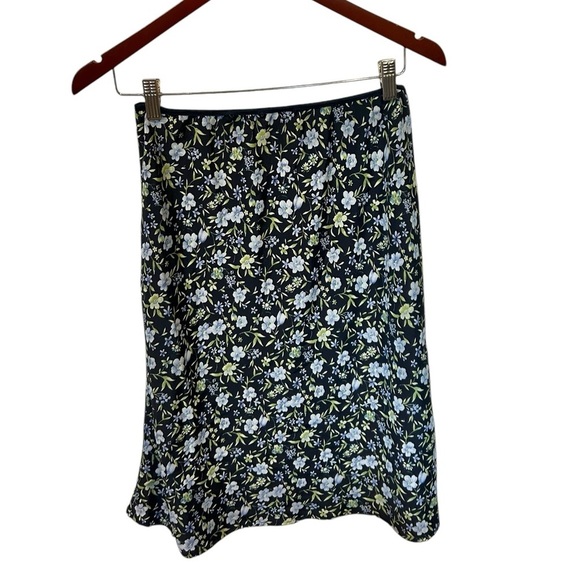 Vintage Studio Skirt Vintage Knee Length Floral Navy Blue 90s Y2K Fairycory Med - Picture 1 of 7